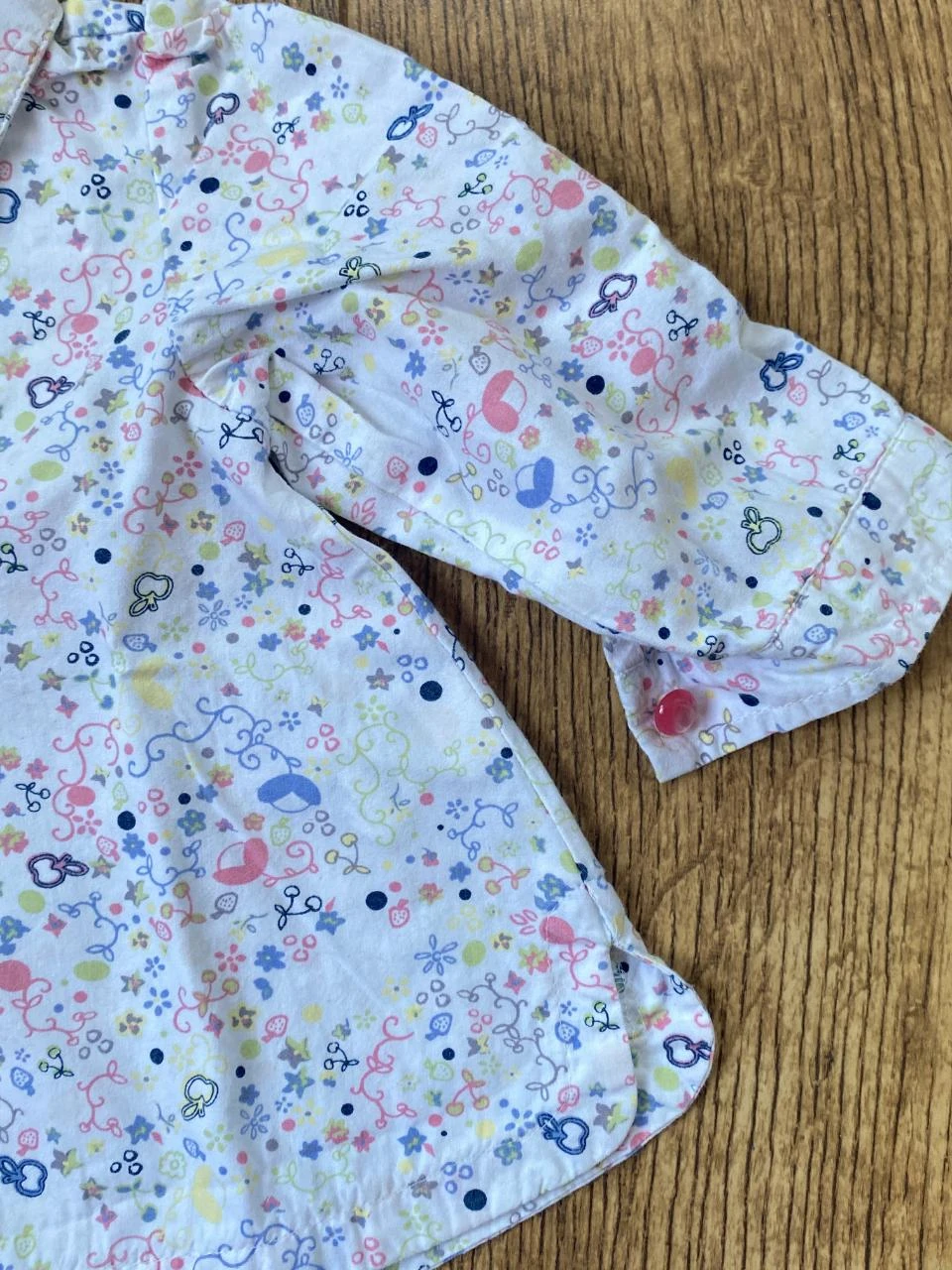 Tape À L'Oeil-jurk 9 maanden wit met veelkleurige print – 100% katoen – photo 3
